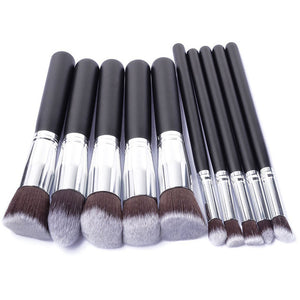 10 Pcs Silver/Golden Makeup Brush Set Cosmetics Foundation Blending Blush Makeup Tool - Kenaz store