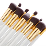 10 Pcs Silver/Golden Makeup Brush Set Cosmetics Foundation Blending Blush Makeup Tool - Kenaz store