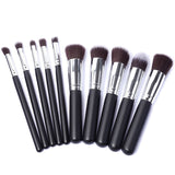 10 Pcs Silver/Golden Makeup Brush Set Cosmetics Foundation Blending Blush Makeup Tool - Kenaz store