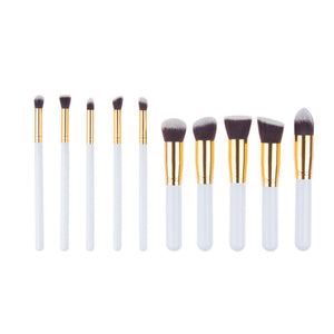 10 Pcs Silver/Golden Makeup Brush Set Cosmetics Foundation Blending Blush Makeup Tool - Kenaz store