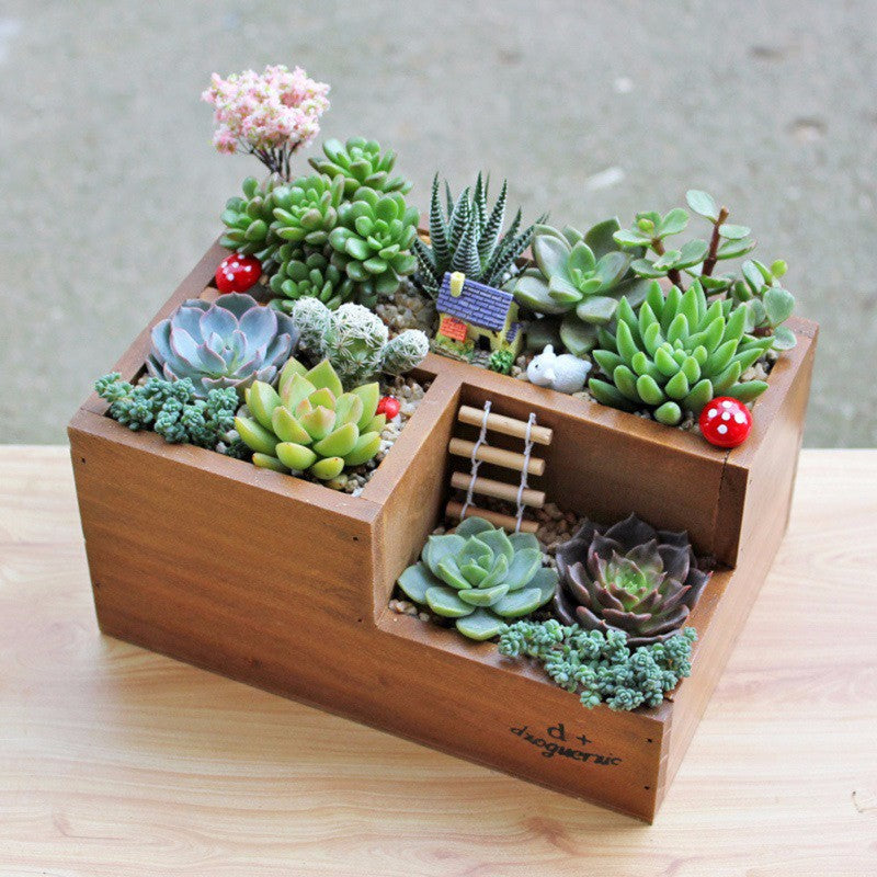 Wooden Flower Pots for Succulent Plants Nursery Garden Planter Window Box Flower Trough Pot - Kenaz store