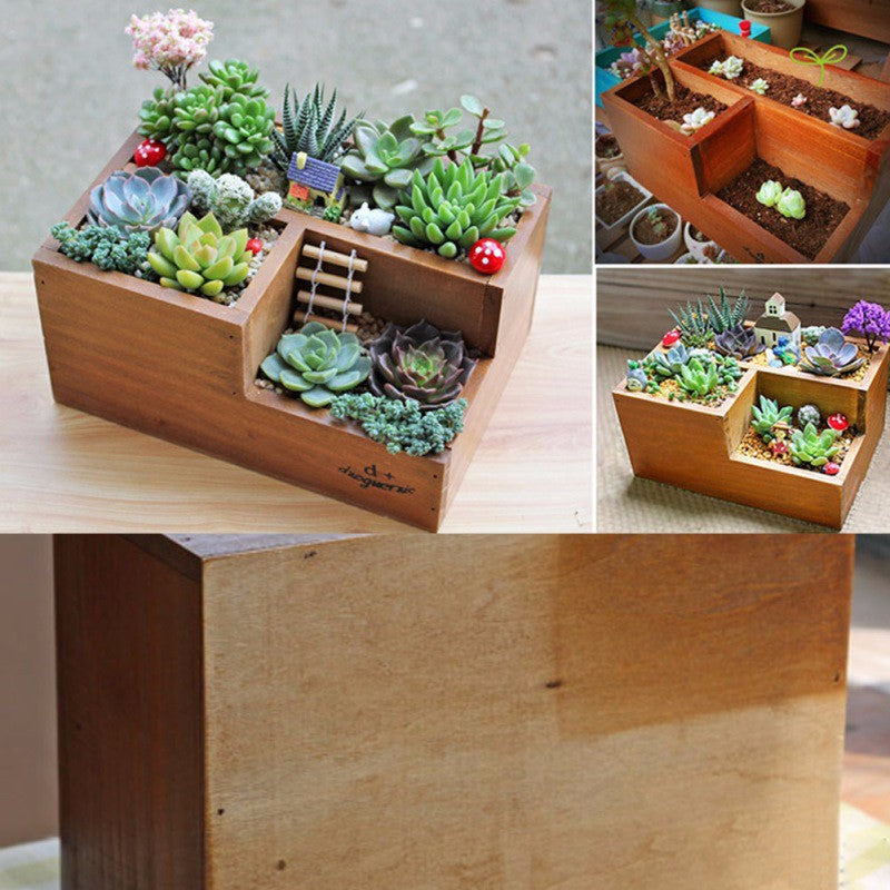 Wooden Flower Pots for Succulent Plants Nursery Garden Planter Window Box Flower Trough Pot - Kenaz store