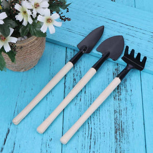 3pcs Mini Shovel Rake Garden Plant Tool Set With Wooden Handle - Kenaz store