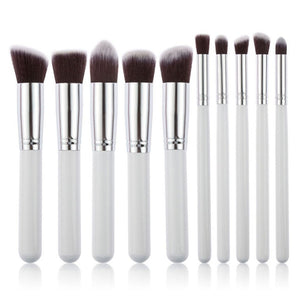 10 Pcs Silver/Golden Makeup Brush Set Cosmetics Foundation Blending Blush Makeup Tool - Kenaz store