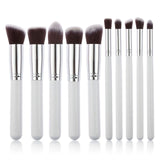 10 Pcs Silver/Golden Makeup Brush Set Cosmetics Foundation Blending Blush Makeup Tool - Kenaz store