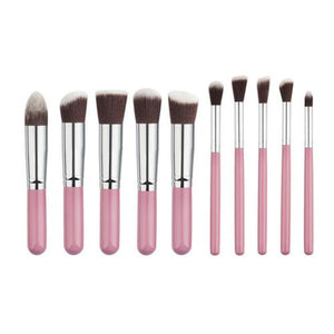 10 Pcs Silver/Golden Makeup Brush Set Cosmetics Foundation Blending Blush Makeup Tool - Kenaz store