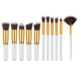 10 Pcs Silver/Golden Makeup Brush Set Cosmetics Foundation Blending Blush Makeup Tool - Kenaz store