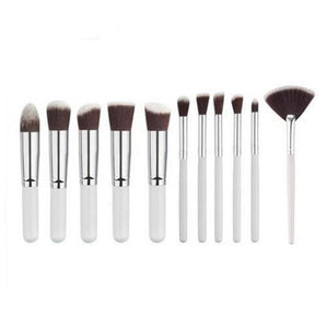 10 Pcs Silver/Golden Makeup Brush Set Cosmetics Foundation Blending Blush Makeup Tool - Kenaz store