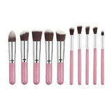 10 Pcs Silver/Golden Makeup Brush Set Cosmetics Foundation Blending Blush Makeup Tool - Kenaz store