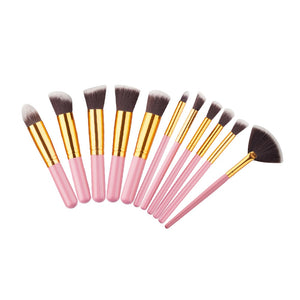 10 Pcs Silver/Golden Makeup Brush Set Cosmetics Foundation Blending Blush Makeup Tool - Kenaz store