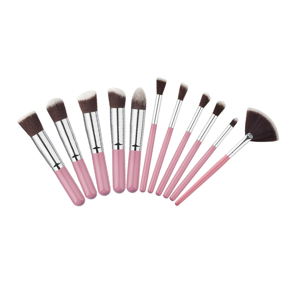 10 Pcs Silver/Golden Makeup Brush Set Cosmetics Foundation Blending Blush Makeup Tool - Kenaz store