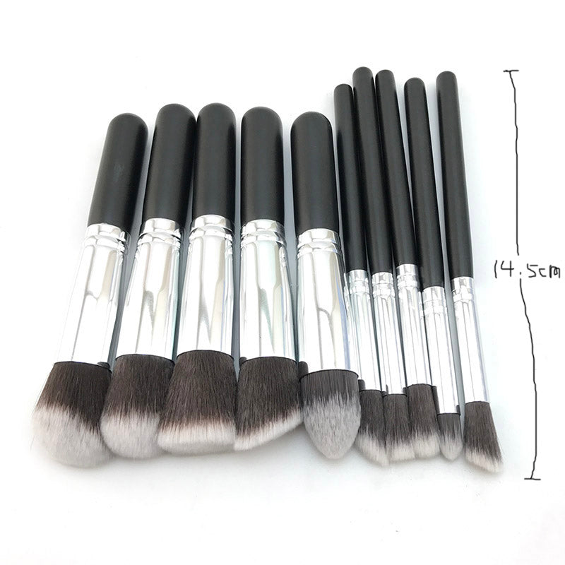 10 Pcs Silver/Golden Makeup Brush Set Cosmetics Foundation Blending Blush Makeup Tool - Kenaz store