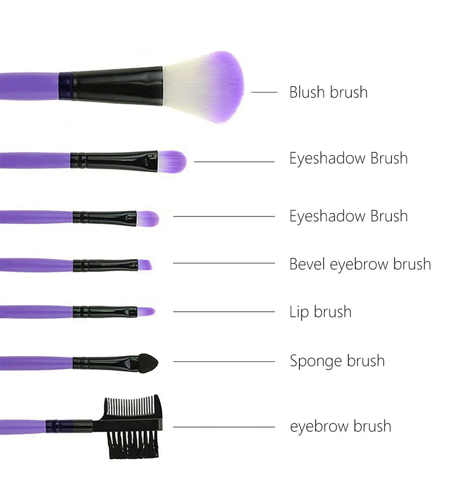 Makeup Brushes Set 7pcs/lot Soft Synthetic Hair Blush Eyeshadow Lips Make Up Brush With Leather Case - Kenaz store