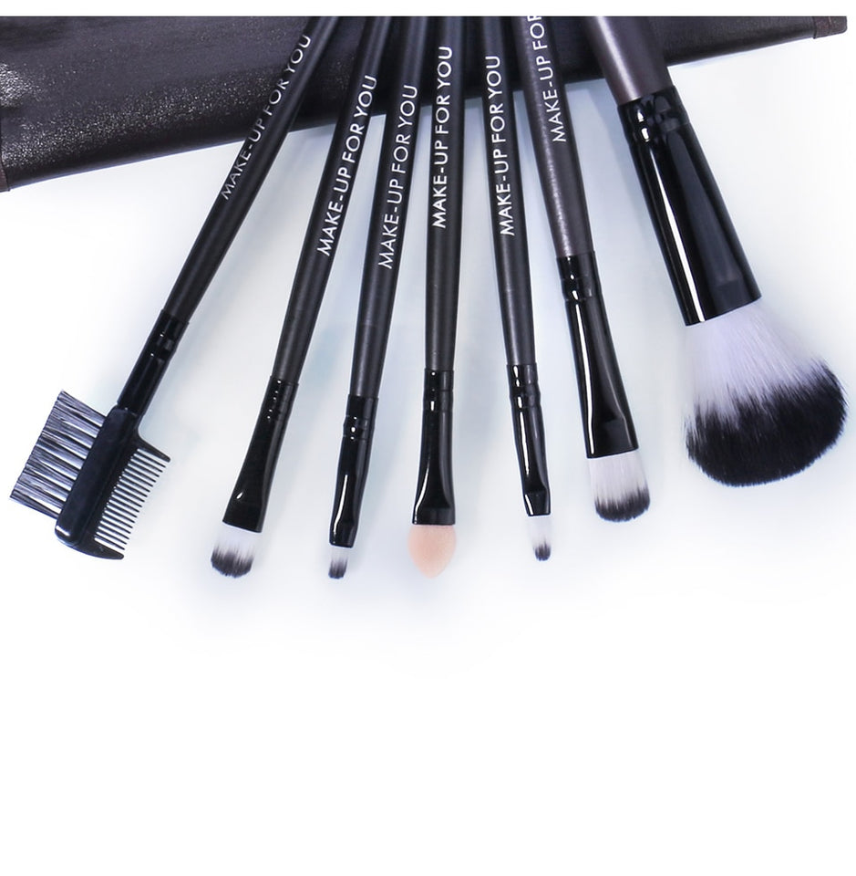 Makeup Brushes Set 7pcs/lot Soft Synthetic Hair Blush Eyeshadow Lips Make Up Brush With Leather Case - Kenaz store