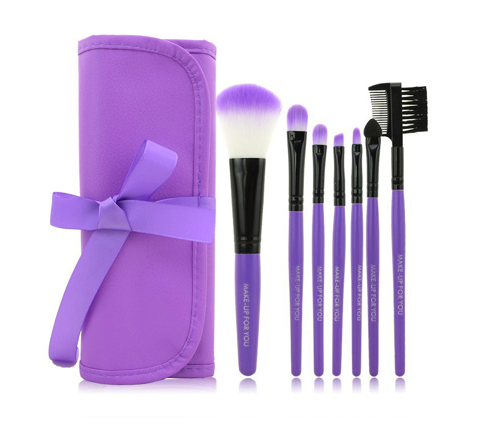 Makeup Brushes Set 7pcs/lot Soft Synthetic Hair Blush Eyeshadow Lips Make Up Brush With Leather Case - Kenaz store