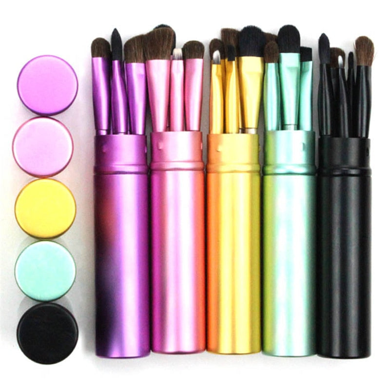 5pcs Travel Portable Mini Eye Makeup Brushes Set Eyeshadow Eyeliner Eyebrow Brush - Kenaz store