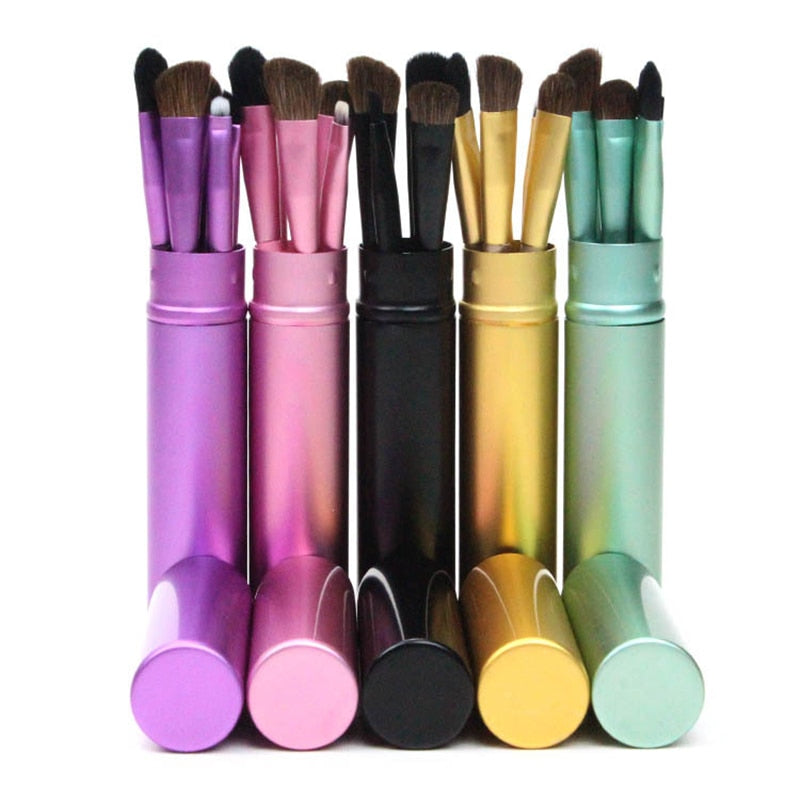 5pcs Travel Portable Mini Eye Makeup Brushes Set Eyeshadow Eyeliner Eyebrow Brush - Kenaz store