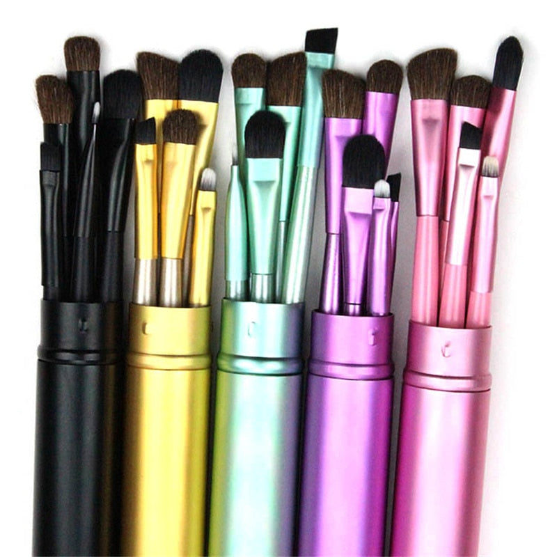 5pcs Travel Portable Mini Eye Makeup Brushes Set Eyeshadow Eyeliner Eyebrow Brush - Kenaz store